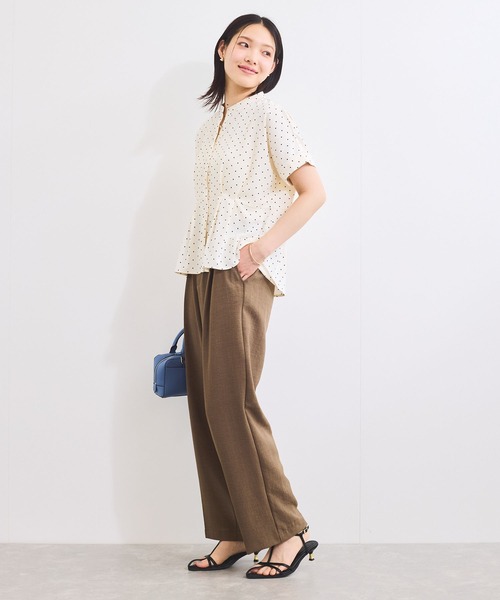 VIS ブラウス シャツ 「接触冷感」ウエストタックブラウス