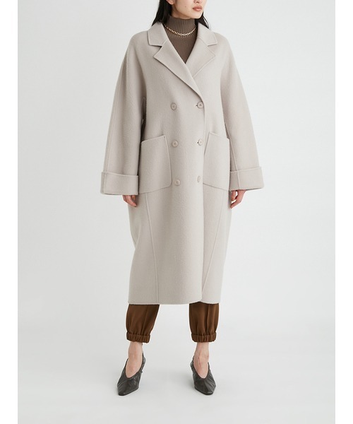 美品 ミラオーウェン ザラ ウール ロングコート ベージュ Aラインステンカラーコート(ロングコート)｜アウター｜Mila Owen