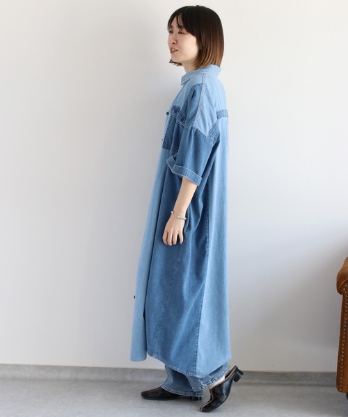 cepo（セポ） シャツワンピース デニムミックスパッチワークシャツ