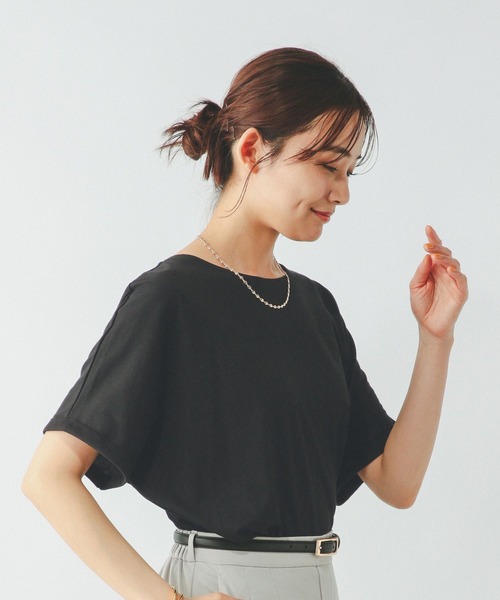 tシャツ 「biyori」異素材ドルマンプルオーバー「手洗い可能」 レディース GLOBAL WORK tシャツ フローズンTドルマンプルオーバー/451572