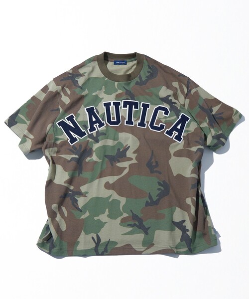 NAUTICA（ノーティカ） tシャツ ビックシルエット アーチロゴ カモフラ
