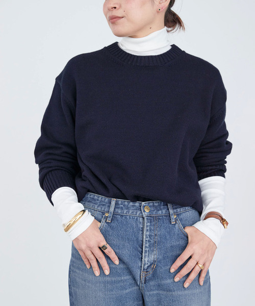 Deuxieme Classe（ドゥーズィエムクラス） 長袖ニット FREE ネイビー