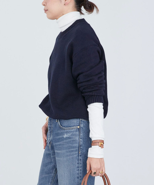 Deuxieme Classe（ドゥーズィエムクラス） 長袖ニット FREE ネイビー