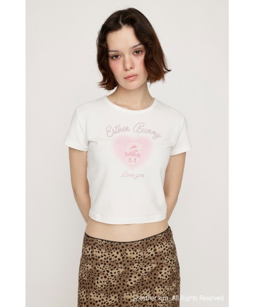 tシャツ Esther Bunny x SLY HEART PRINT エスターバニー スライ ハートプリント Tシャツ 半袖 夏服 レディース