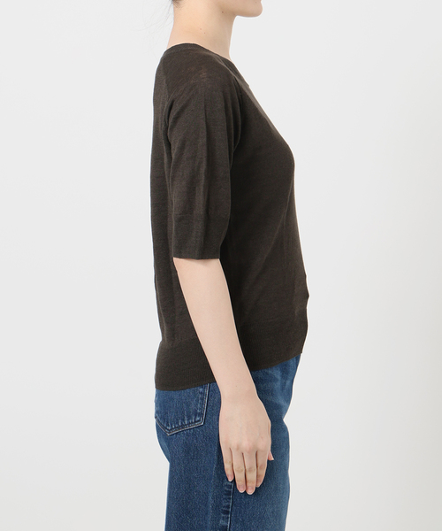 IENA ニット セーター 「追加」フレンチリネンハーフスリーブ