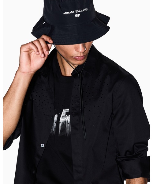 EMPORIO ARMANI ライトグレーバケットハット AXロゴパッチ バケットハット | Armani Exchange