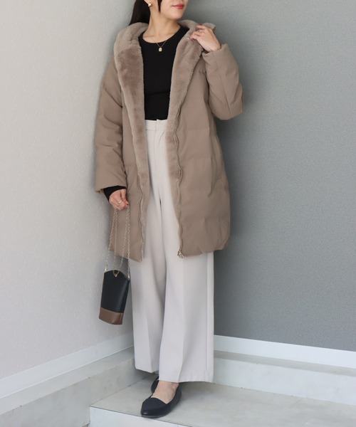 「libelle more」 「MARBLEWALTZ」ダウンコート M ネイビー レディース_画像2