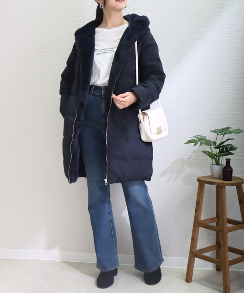 「libelle more」 「MARBLEWALTZ」ダウンコート M ネイビー レディース_画像8