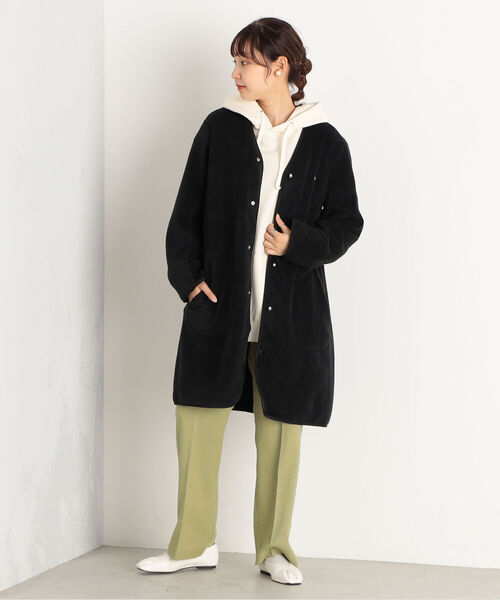 Danton ノーカラーコート Danton（ダントン） ノーカラーコート 36 ネイビー レディース