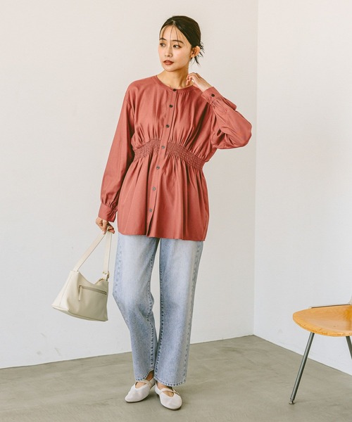 「GLOBAL WORK」 長袖チュニック LARGE ベージュ レディース