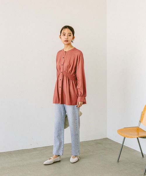 「GLOBAL WORK」 長袖チュニック LARGE ベージュ レディース