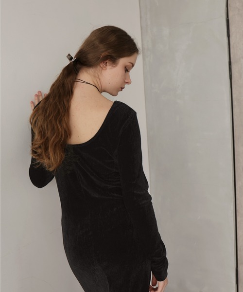 Mili affinity ワンピース ベロアバックオープンワンピース : ZOZOTOWN