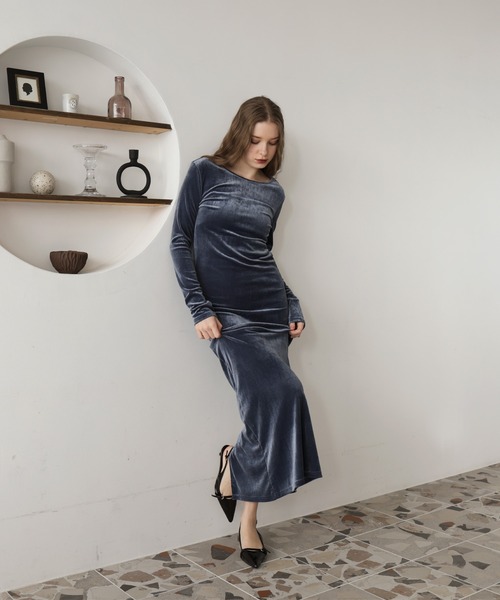 Mili affinity ワンピース ベロアバックオープンワンピース : ZOZOTOWN