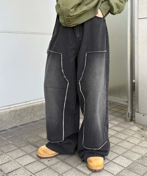 「sedacle」 加工デニムパンツ MEDIUM ブラック メンズ
