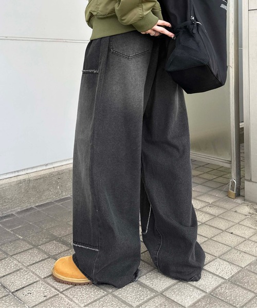 「sedacle」 加工デニムパンツ MEDIUM ブラック メンズ