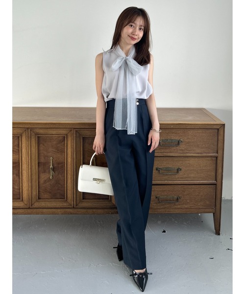 SNIDEL（スナイデル） ブラウス シャツ チュールボウタイノースリ