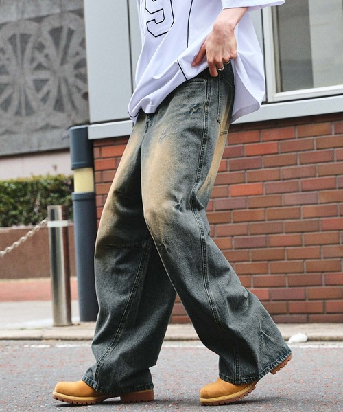 「SWAGVIBE」 加工デニムパンツ S ブラック メンズ