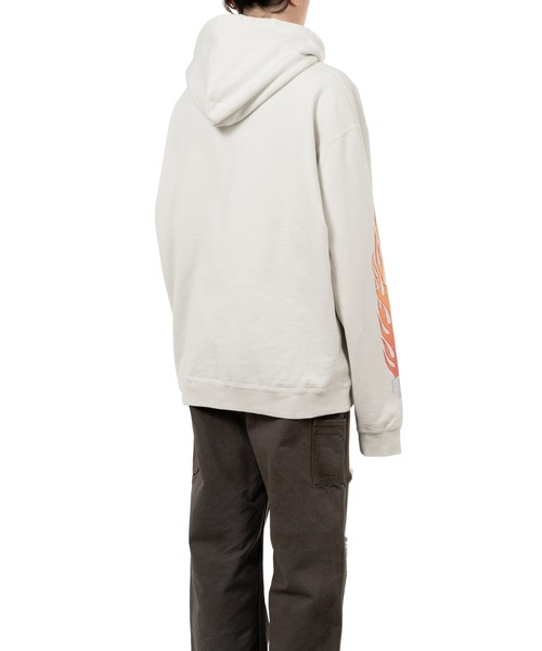 トレーナー スウェット “Skull Flame”Distressed Zip-up Hoodie メンズの画像