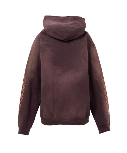 KAMIYA トレーナー スウェット “Skull Flame”Distressed Zip-up Hoodie