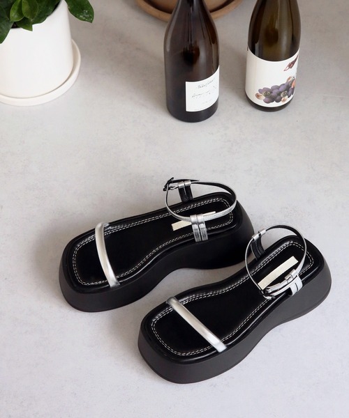 「UNE MANSION」 フラットサンダル 25.0cm ブラック レディース_画像2