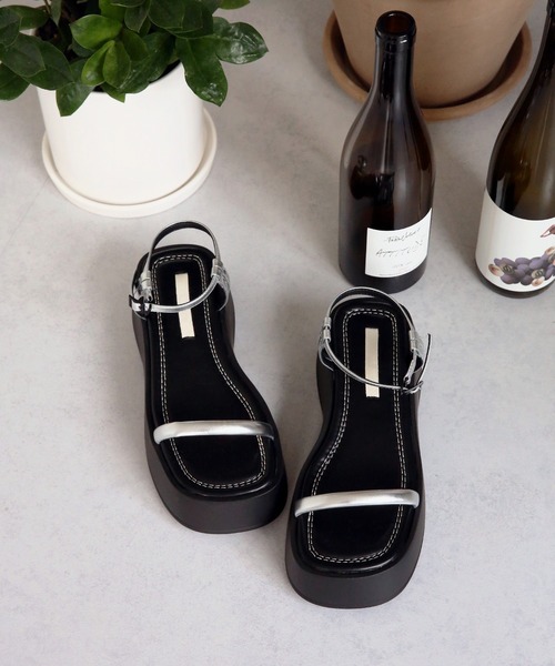 「UNE MANSION」 フラットサンダル 25.0cm ブラック レディース_画像3