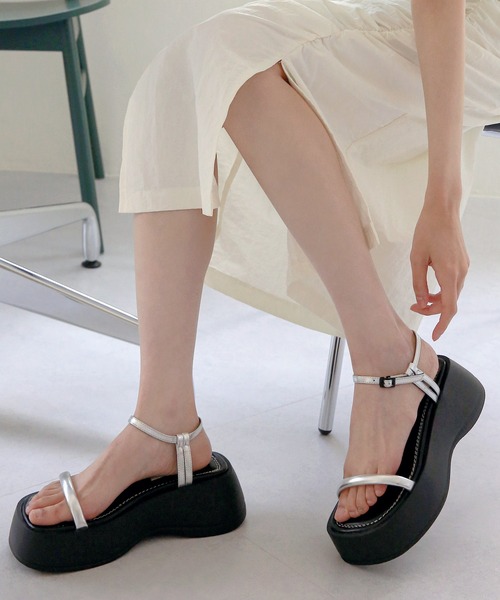 「UNE MANSION」 フラットサンダル 25.0cm ブラック レディース_画像7