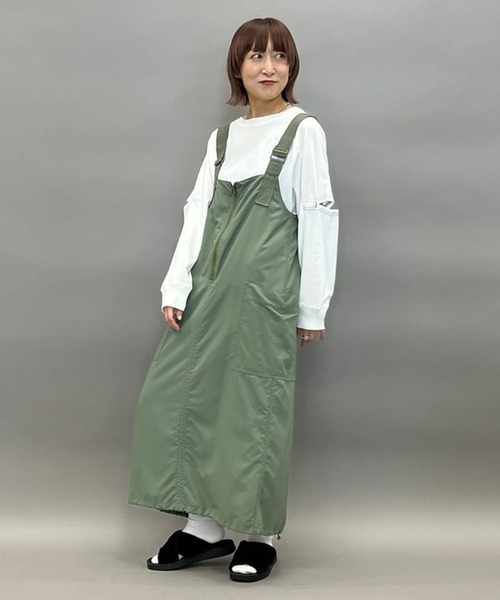 niko and…（ニコアンド） サロペットスカート LARGE グリーン