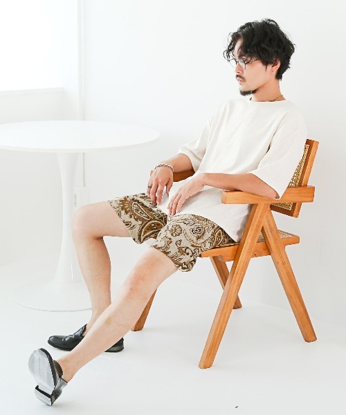 LUXSTYLE（ラグスタイル） パンツ ゴブラン織りペイズリー柄ショート