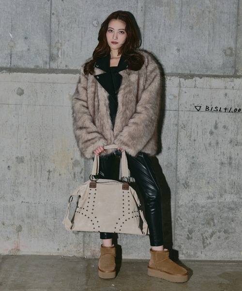 コート アウター ノーカラーフェイクファージャケット レディース | BLONDEY | 19