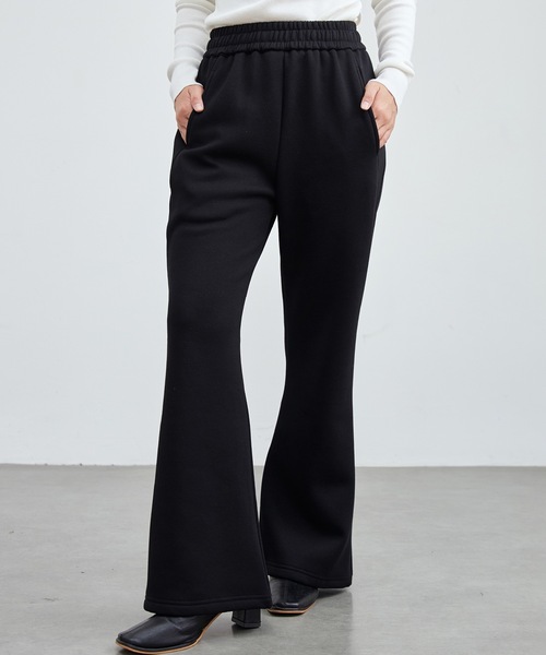 DAYRA パンツ 裏起毛 ハイウエスト イージー フレア パンツ レディース