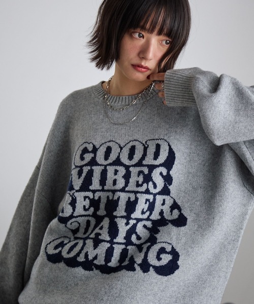 ニット セーター 「UNISEX」グッドレターニット レディース メンズ 