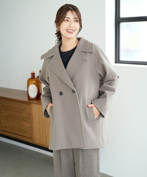 PATOU ウール混 ブークレ製コークレコート グレー Patou | ウール混ブークレ製コクーンコート