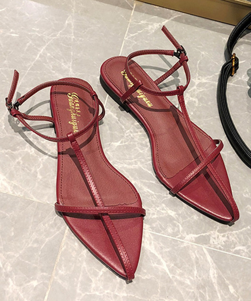 「TeddyShop」 フラットサンダル 23.5cm ワイン レディース_画像6