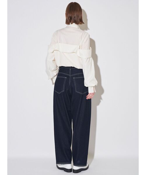 ブラウス シャツ レイヤードオフショルダーシャツ レディースの画像