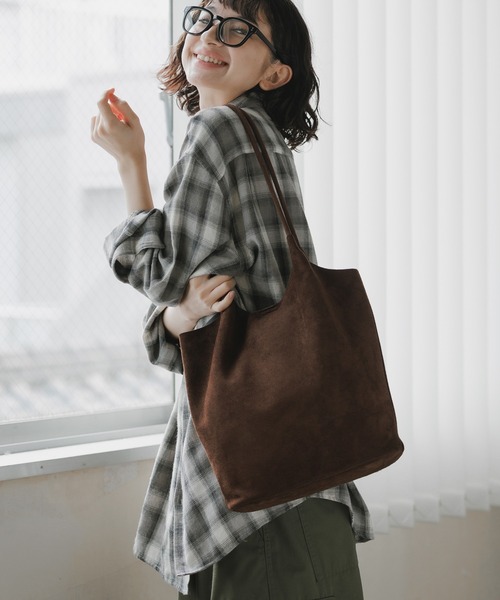AO2 トートバッグ Faux Suede Tote Bag with Pouch / ポーチ付き