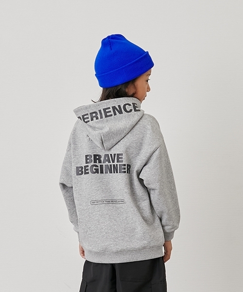 グレー ロゴプリント フード付きパーカー グレー フード付きパーカー ロゴプリント