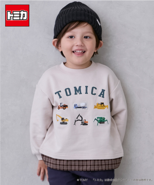 petit main トレーナー 「TOMICA」裾チェックトレーナー キッズ 子供服