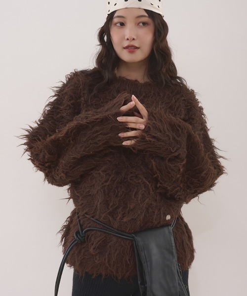 ミュベール　フクロウインターシャセーター　絹　毛　ドッキング　2way　黒　38 アウルインターシャ クルーネックセーター | Brooks Brothers Japan