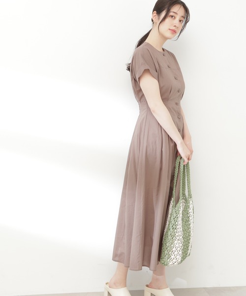 「N.(N. Natural Beauty Basic)」 半袖ワンピース MEDIUM グリーン レディース_画像9