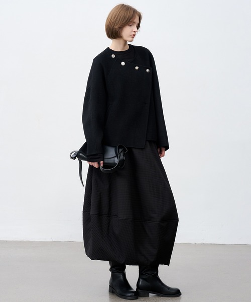 tageechita ノーカラーコート コート 「tageechita」ウール100% マルチ