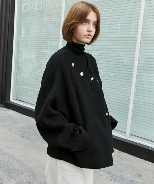 tageechita ノーカラーコート コート 「tageechita」ウール100% マルチ