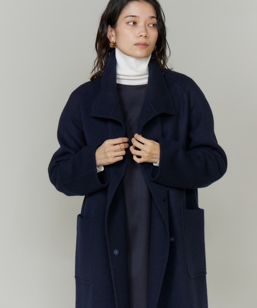 INED（イネド） ノーカラーコート コート ライトウエイト両面ビーバー