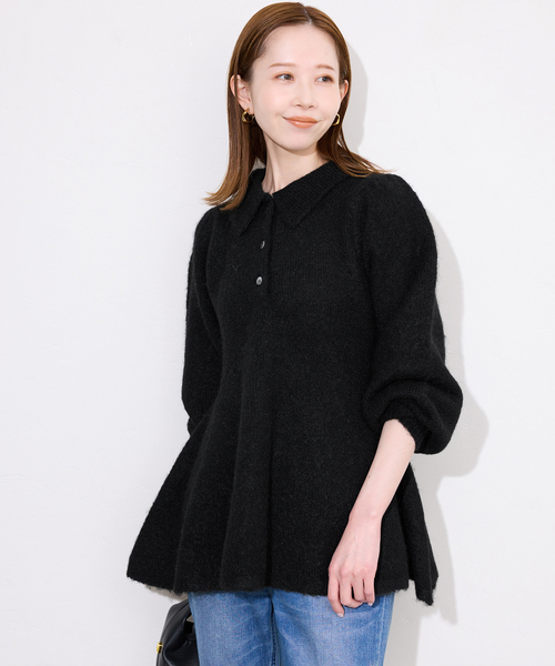 スローブイエナ　カシミヤ100%ニット　ブラック　ふわふわ柔らかニット スローブイエナ カシミヤ100%ニット ブラック ふわふわ柔らかニット