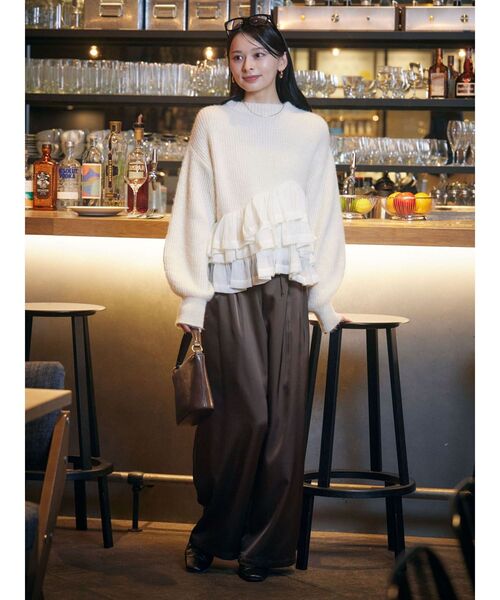 LAGUNAMOON（ラグナムーン） パンツ ウエストドロストサテンパンツ