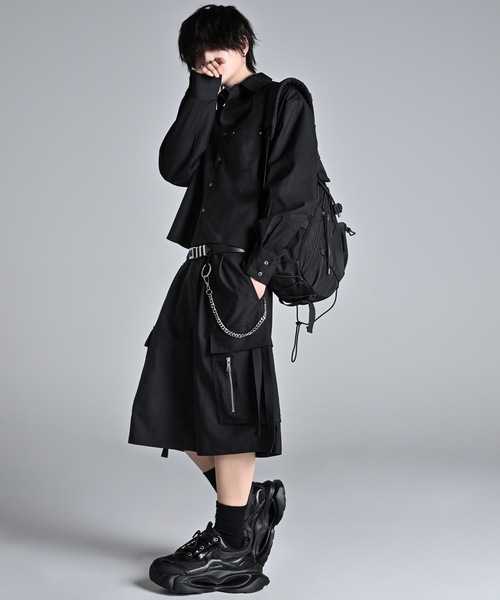 ★即発送 ADWYSD ハーフパンツ 黒/総柄系 XLサイズ ADRER（アドラー） ハーフパンツ ワイドパンツ スラックス メンズ