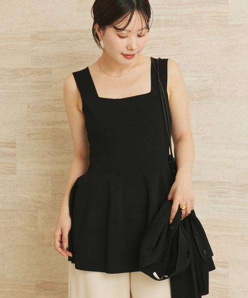 Plage Peplum Camisole ニット ブラック plage（プラージュ） Peplum Camisole ニット レディース : ZOZOTOWN