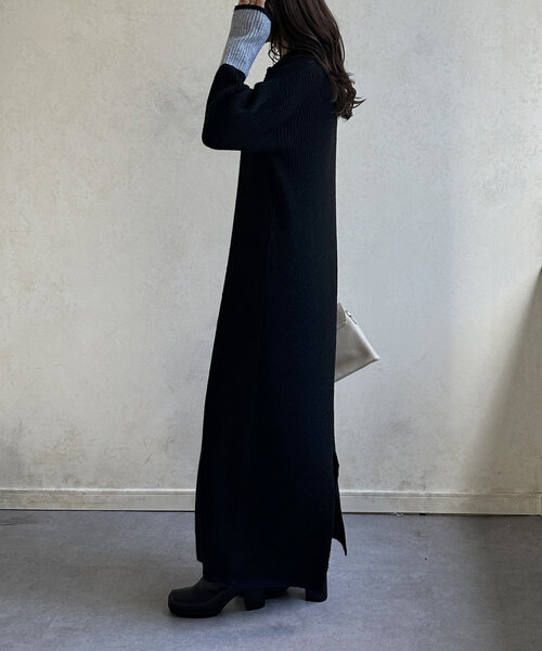 「Thevon」 ニットワンピース FREE グレー レディース_画像3