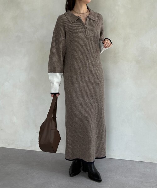 「Thevon」 ニットワンピース FREE グレー レディース_画像7