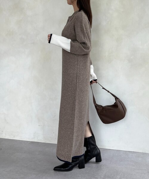 「Thevon」 ニットワンピース FREE グレー レディース_画像9