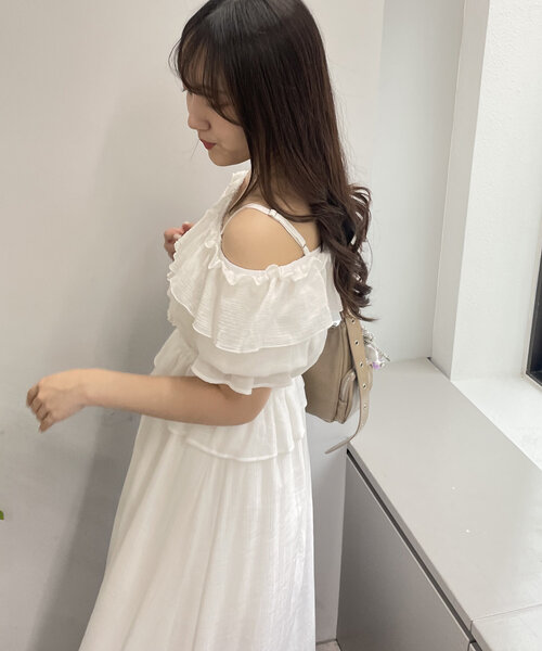 「continuer de NICE CLAUP」 半袖ワンピース FREE オフホワイト レディース_画像3
